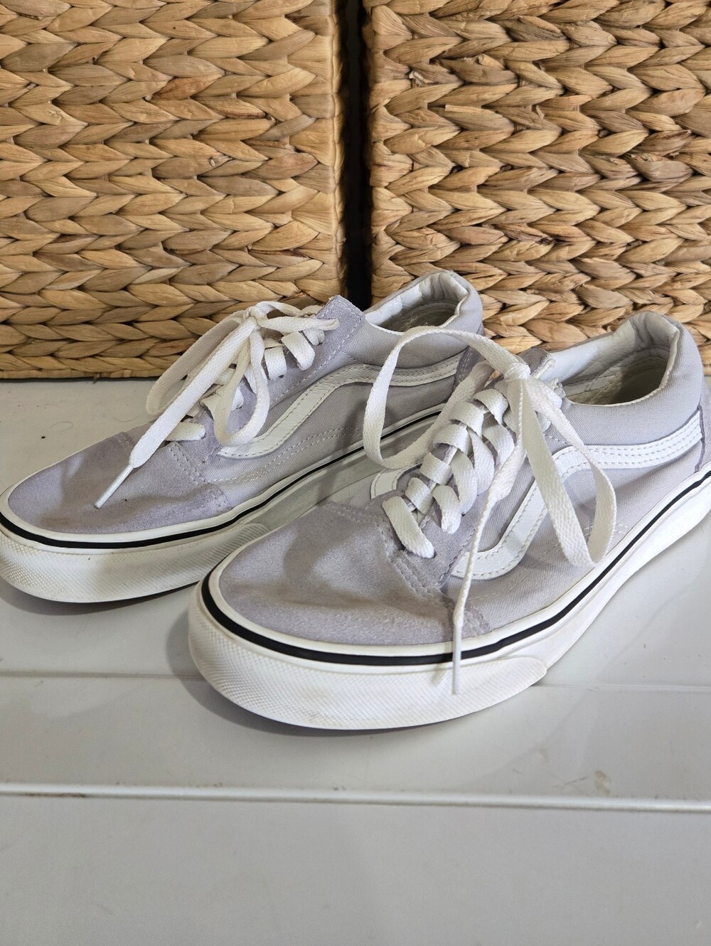 Vans Old Skool Sneakers in Light Gray & White